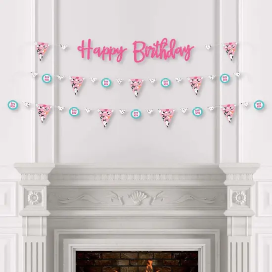 Big Dot of Happiness Pawty Like a Puppy Girl - Pink Dog Birthday Party Letter Banner Decoration - 36 Banner Cutouts and Happy Birthday Banner Letters {4}