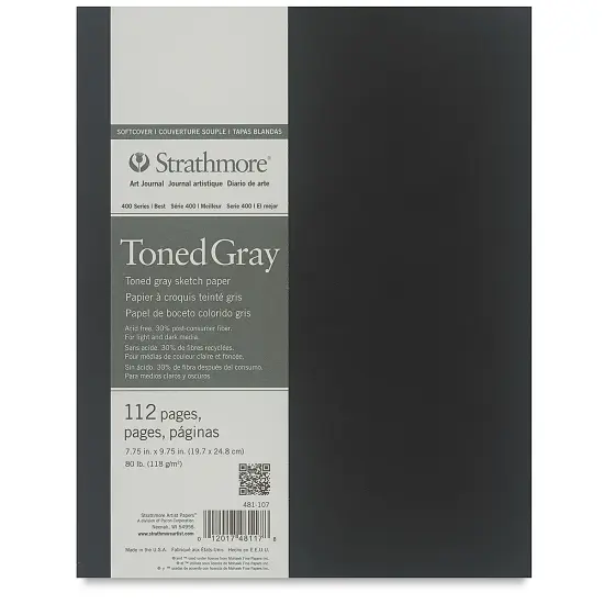 Strathmore Softcover 400 Series Toned Sketch Artist Journal - 9-3/4" x 7-3/4", Gray {2}