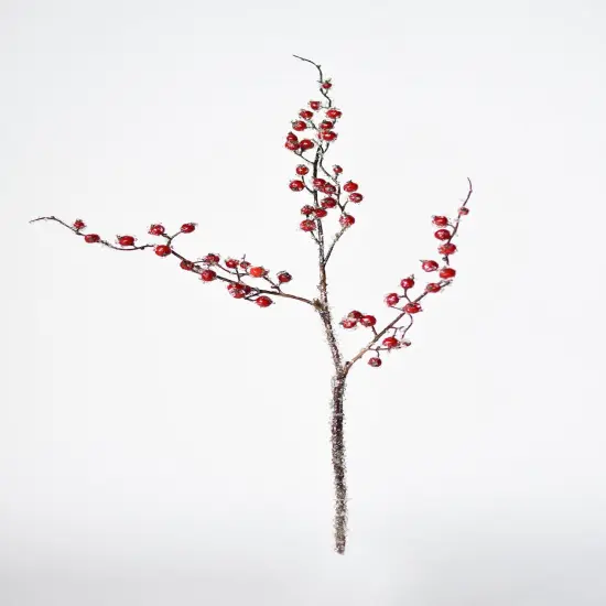 29" Faux Iced Red Berry Stem {1}