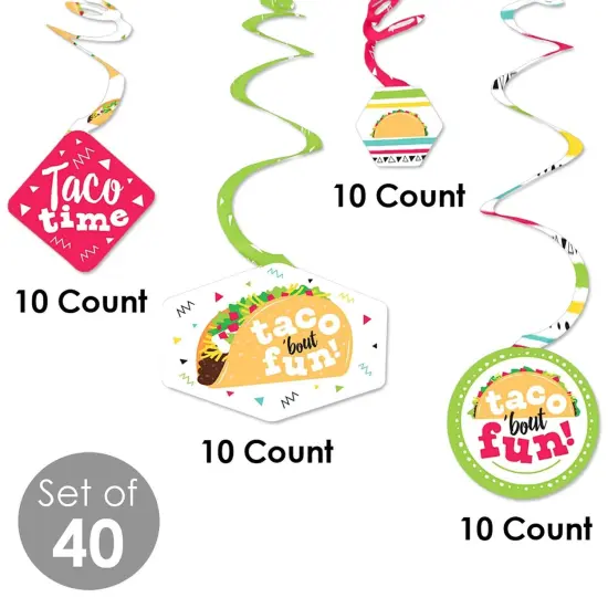 Big Dot of Happiness Taco 'Bout Fun - Fiesta Hanging Decor - Party Decoration Swirls - Set of 40 {6}