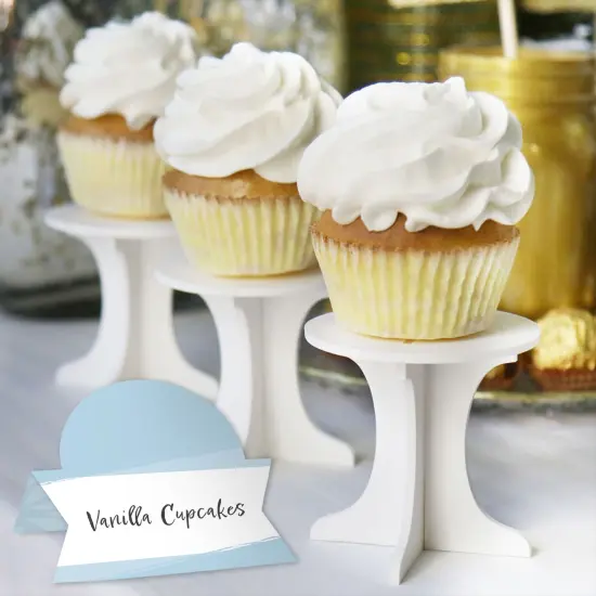 Big Dot of Happiness Dusty Blue Elegantly Simple - Guest Party Favors Tent Buffet Card - Table Setting Name Place Cards - Set of 24 {6}