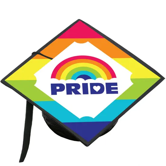 Big Dot of Happiness Love is Love - Pride - Rainbow Graduation Cap Decorations Kit - Grad Cap Cover {1}