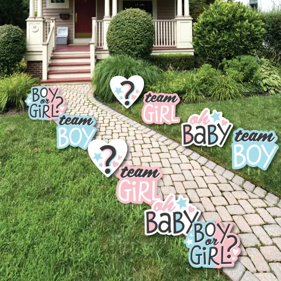 Big Dot of Happiness Baby Gender Reveal - Lawn Decorations - Outdoor Team Boy or Girl Party Yard Decorations - 10 Piece {1}