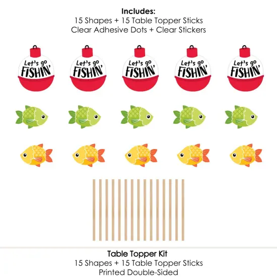 Big Dot of Happiness Let's Go Fishing - Fish Themed Birthday Party or Baby Shower Centerpiece Sticks - Table Toppers - Set of 15 {7}