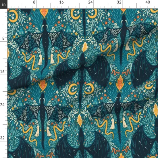 Various Fabrics by the Yard or Fat Quarter Folk Dragons Fairy Tale Botanical Kids Room Magical Jackalopes Maximalist Custom Printed Fabric by Spoonflower {1}