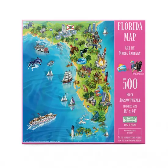 Sunsout Florida Map 500 pc Jigsaw Puzzle 20521 {4}