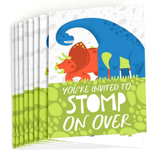 Big Dot of Happiness Roar Dinosaur - Fill In Dino Mite Baby Shower or Birthday Party Invitations (8 count) {3}