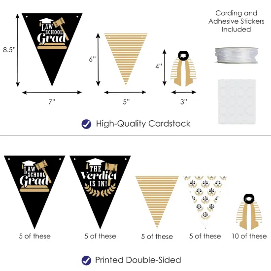 Big Dot of Happiness 30 Piece Law School Graduation Party Pennant Triangle Banner {4}
