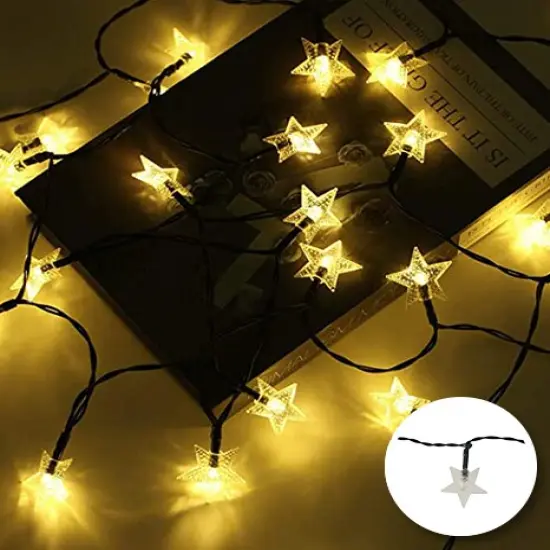 Perfect Holiday 100 LED Solar String Light - Star - Warm White {4}