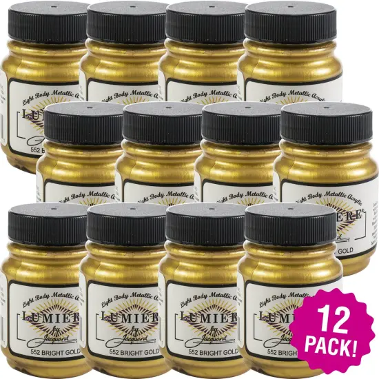 Multipack of 12 - Jacquard Lumiere Metallic Acrylic Paint 2.25oz-Bright Gold {2}