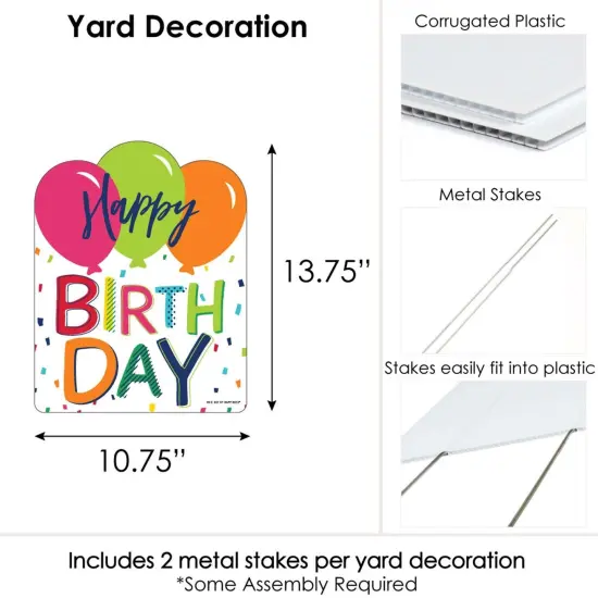 Big Dot of Happiness Cheerful Happy Birthday - Outdoor Lawn Sign - Colorful Birthday Party Yard Sign - 1 Piece {7}