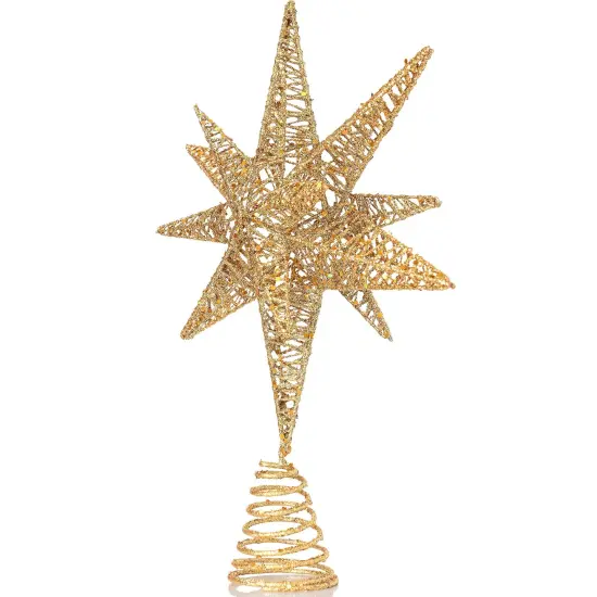 Ornativity Gold Star Tree Topper &ndash; Christmas Gold 3D Glitter Star Ornament Treetop Decoration for Large Tree {5}