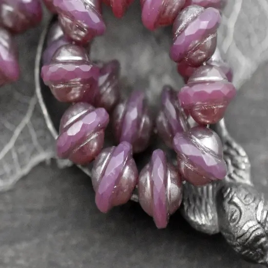 *10* 8x10mm Platinum Washed Pink Opaline Saturn Beads {1}