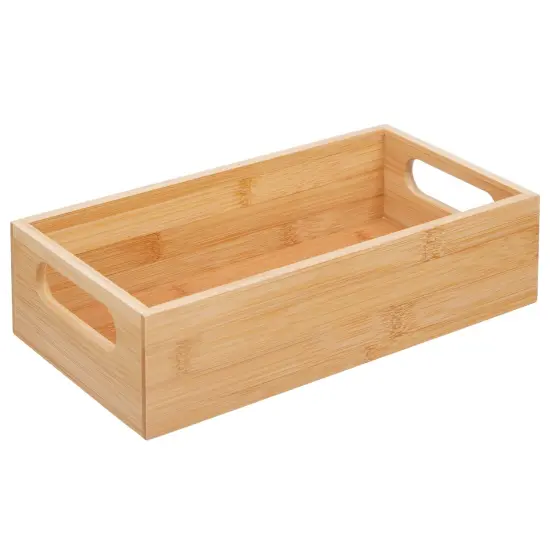 mDesign Bamboo Kitchen Fridge & Drawer Organizer Tray - Natural Wood {4}