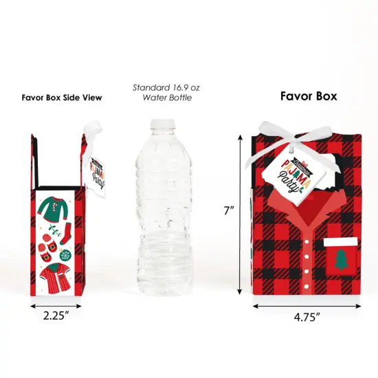 Big Dot of Happiness Christmas Pajamas - Holiday Plaid PJ Party Favor Boxes - Set of 12 {3}