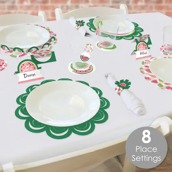 Big Dot of Happiness Sweet Watermelon - Fruit Party Paper Charger and Table Decorations - Chargerific Kit - Place Setting for 8 {3}