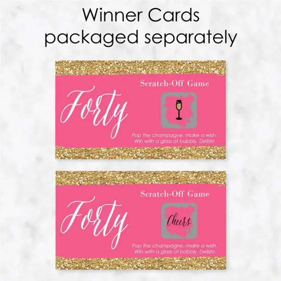 Big Dot of Happiness Chic 40th Birthday - Pink and Gold - Birthday Party Game Scratch Off Cards - 22 Count {4}