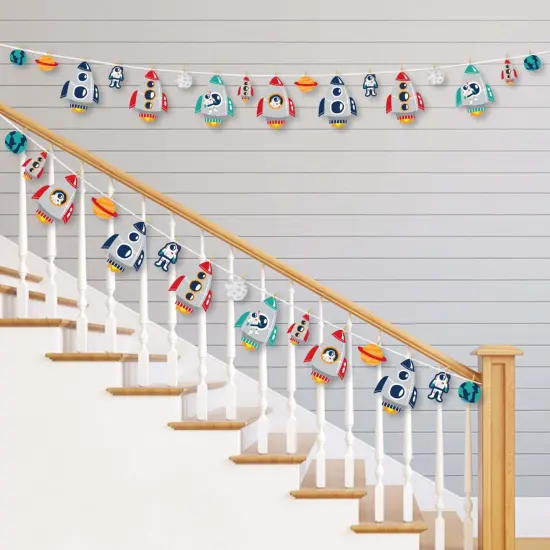 Big Dot of Happiness Blast Off to Outer Space - Rocket Ship Baby Shower or Birthday Party DIY Decorations - Clothespin Garland Banner - 44 Pieces {3}