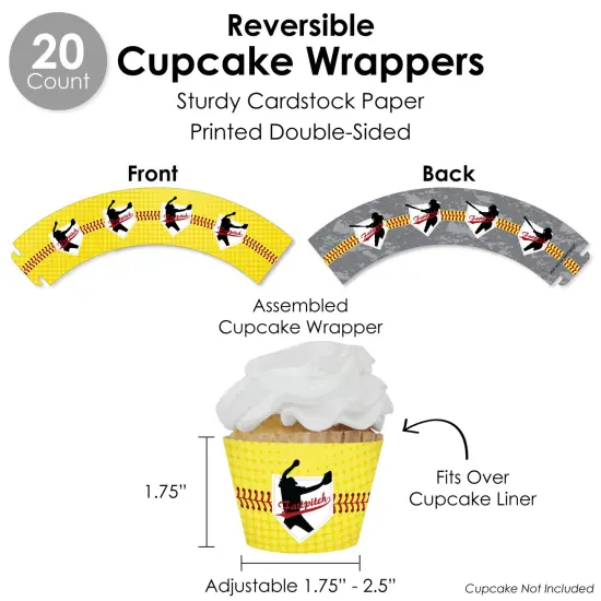 Big Dot of Happiness Grand Slam - Fastpitch Softball - Birthday Party or Baby Shower Favors and Cupcake Kit - Fabulous Favor Party Pack - 100 Pieces {6}