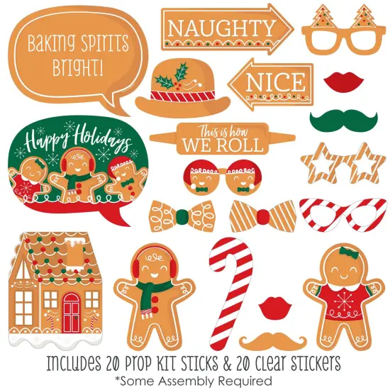 Big Dot of Happiness Gingerbread Christmas - Gingerbread Man Holiday Party Photo Booth Props Kit - 20 Count {3}