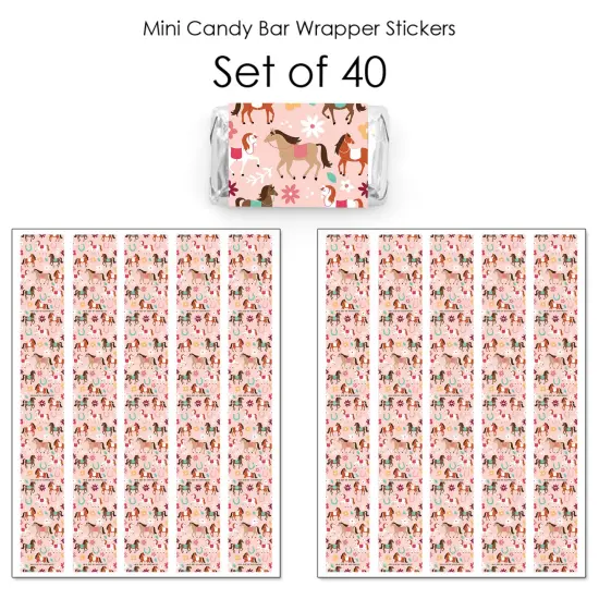 Big Dot of Happiness Run Wild Horses - Mini Candy Bar Wrapper Stickers - Pony Birthday Party Small Favors - 40 Count {4}
