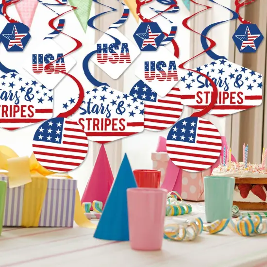 Big Dot of Happiness Stars & Stripes - Memorial Day, 4th of July & Labor Day USA Patriotic Party Hanging Decor - Party Decoration Swirls - Set of 40 {3}
