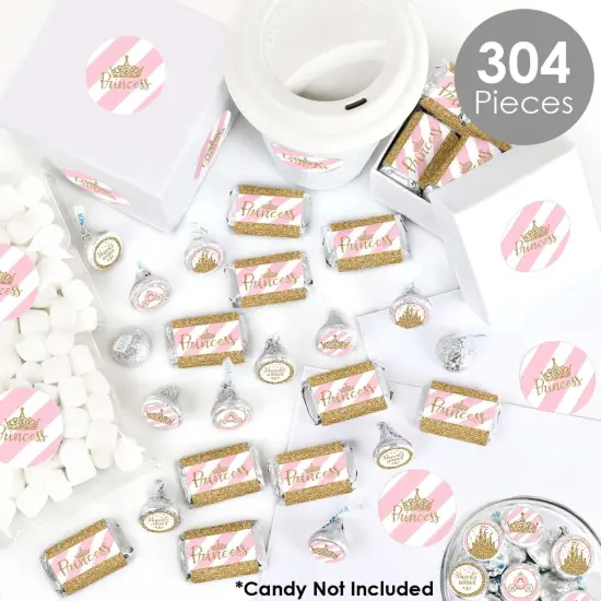 Big Dot of Happiness Little Princess Crown - Pink and Gold Princess Party Candy Favor Sticker Kit - 304 Pieces {3}