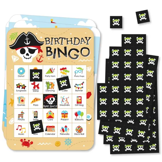 Big Dot of Happiness Pirate Ship Adventures - Picture Bingo Cards and Markers - Skull Birthday Party Bingo Game - Set of 18 {1}