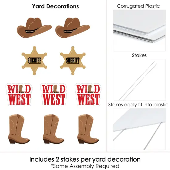Big Dot of Happiness Western Hoedown - Cowboy Hat, Boots & Sheriff Badge Lawn Decorations - Outdoor Wild West Cowboy Party Yard Decorations - 10 Piece {7}