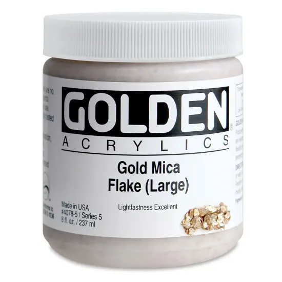 Golden Heavy Body Artist Acrylics - Iridescent Gold Mica Flake (Large), 8 oz jar {1}