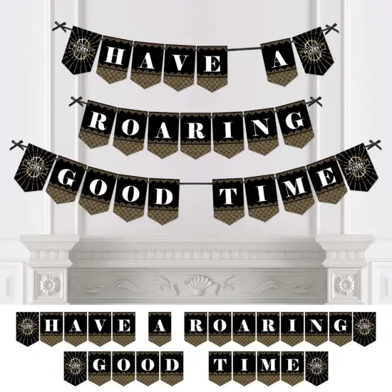 Big Dot of Happiness Roaring 20's - 1920s Art Deco Jazz Party Bunting Banner - Have A Roaring Good Time {1}