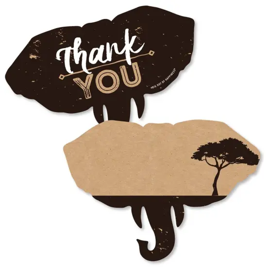 Big Dot of Happiness Wild Safari - Shaped Thank You Cards - African Jungle Birthday Party or Baby Shower Thank You Cards with Envelopes - Set of 12 {1}
