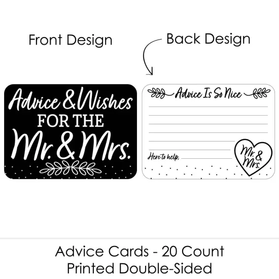 Big Dot of Happiness Mr. and Mrs. - Wish Card Black and White Wedding or Bridal Shower Activities - Shaped Advice Cards Game - Set of 20 {4}