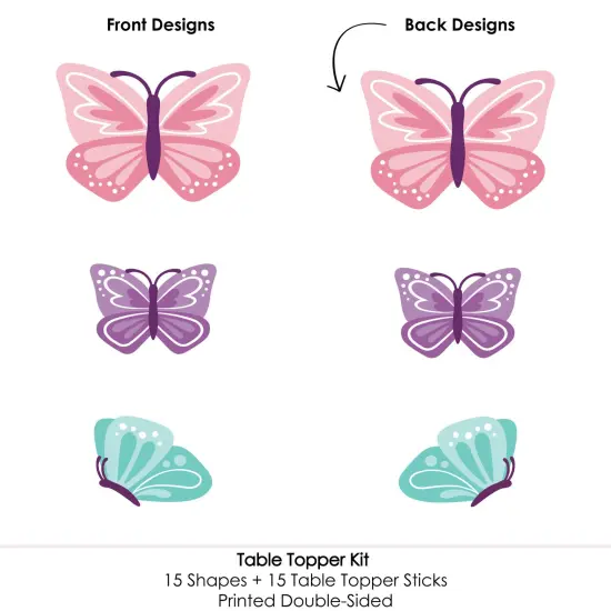 Big Dot of Happiness Beautiful Butterfly - Floral Baby Shower or Birthday Party Centerpiece Sticks - Table Toppers - Set of 15 {6}