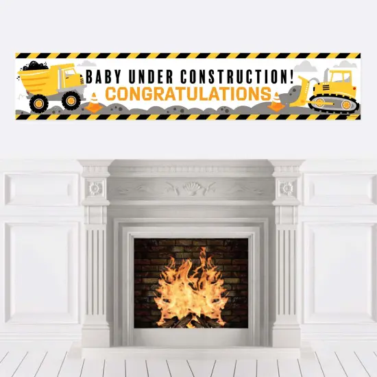 Big Dot of Happiness Dig It - Construction Party Zone - Baby Shower Decorations Party Banner {1}
