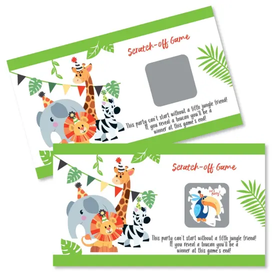 Big Dot of Happiness Jungle Party Animals - Safari Zoo Animal Birthday Party or Baby Shower Game Scratch Off Cards - 22 Count {1}