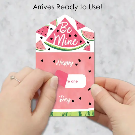 Big Dot of Happiness Sweet Watermelon - Fruit Cards for Kids - Happy Valentine's Day Pull Tabs - Set of 12 {3}