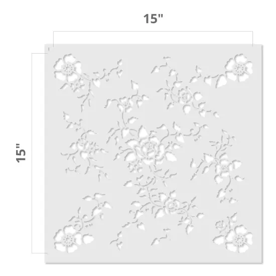 Floral Rose Wallpaper Wall Stencil | 3391 by Designer Stencils | Floral Stencils | Reusable Art Craft Stencils for Painting on Walls, Canvas, Wood | Reusable Plastic Paint Stencil for Home Makeover | Easy to Use & Clean Art Stencil {4}