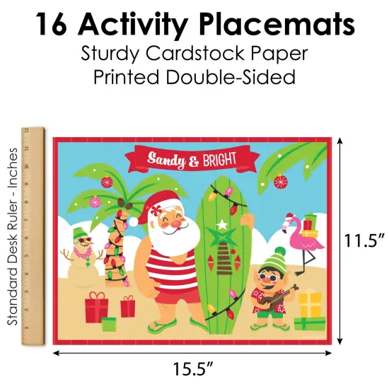 Big Dot of Happiness Tropical Christmas - Paper Beach Santa Holiday Party Coloring Sheets - Activity Placemats - Set of 16 {6}