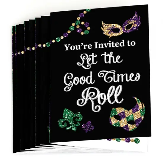 Big Dot of Happiness Mardi Gras - Fill In Masquerade Party Invitations (8 count) {3}