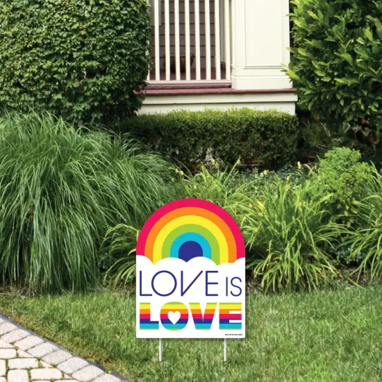 Big Dot of Happiness Love is Love - Pride - Outdoor Lawn Sign - Rainbow Party Yard Sign - 1 Piece {1}