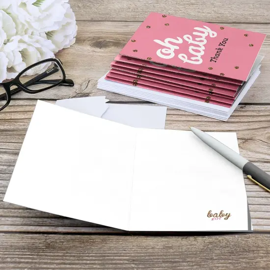 Big Dot of Happiness Hello Little One - Pink and Gold - Girl Baby Shower Thank You Cards (8 count) {6}