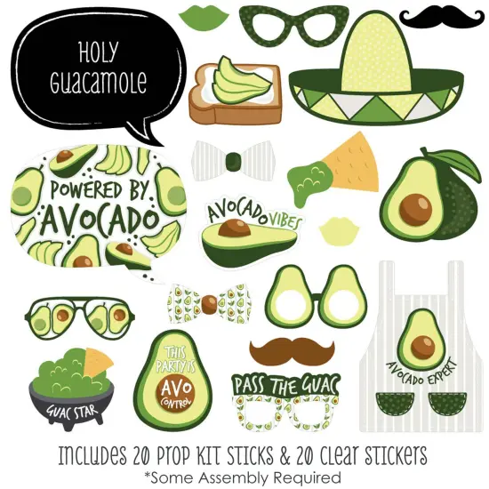 Big Dot of Happiness Hello Avocado - Fiesta Party Photo Booth Props Kit - 20 Count {3}