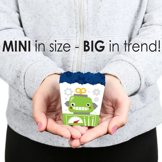 Big Dot of Happiness Gear Up Robots - Party Mini Favor Boxes - Birthday Party or Baby Shower Treat Candy Boxes - Set of 12 {6}