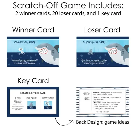 Big Dot of Happiness Shark Zone - Jawsome Party or Birthday Party Game Scratch Off Cards - 22 Count {6}