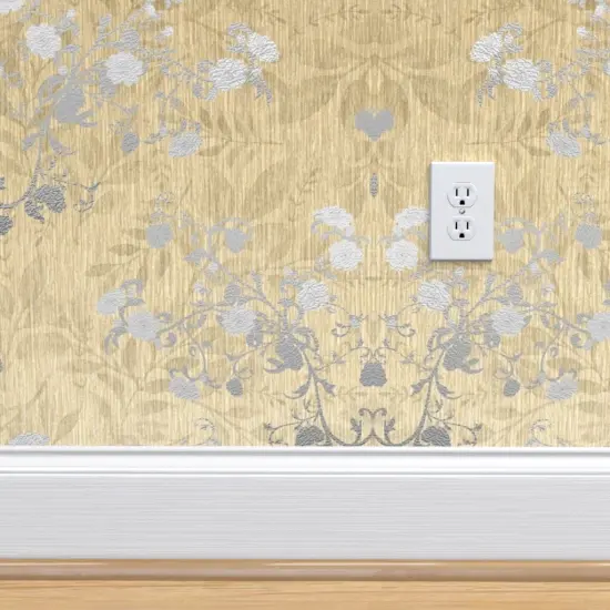 Peel & Stick Wallpaper 2FT Wide Vines Wallpaper Damask Brambles Custom Removable Wallpaper by Spoonflower {4}