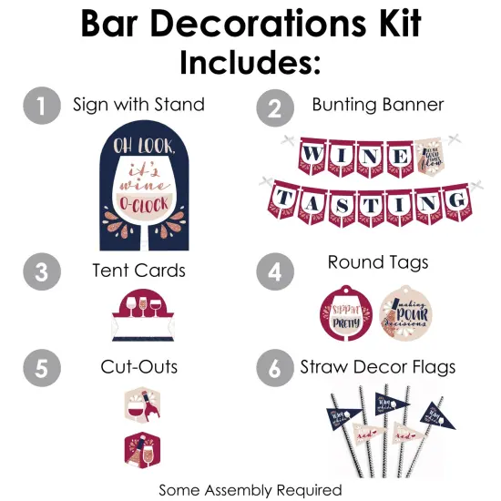Big Dot of Happiness But First, Wine - DIY Wine Tasting Party Wine Tasting Signs - Drink Bar Decorations Kit - 50 Pieces {4}