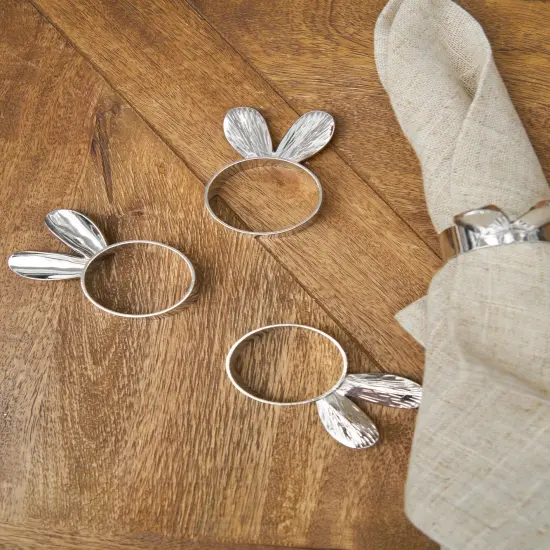 Easter Silver Bunny Rabbit Ears Napkin Ring Set of 4 {5}