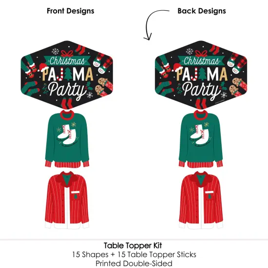 Big Dot of Happiness Christmas Pajamas - Holiday Plaid PJ Party Centerpiece Sticks - Table Toppers - Set of 15 {6}