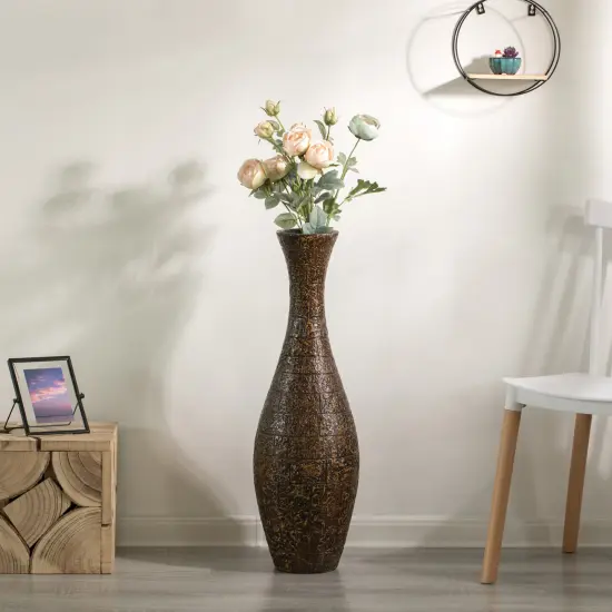 Modern Decorative Brown Textured Design Floor Flower Vase, for Living Room, Entryway or Dining Room, 31 inch {2}